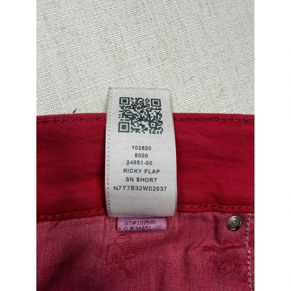True Religion Ricky Flap Red Relaxed Straight Denim Shorts Mens 42 Raw Hem